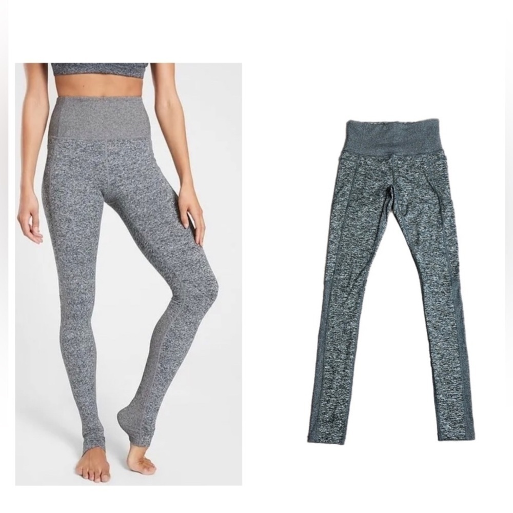 NEW Athleta Women’s Exhale Stash Pocket Heel Tight Leggings Spacedye Gray Sz XSP